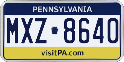 PA license plate MXZ8640
