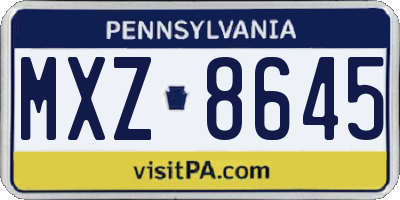 PA license plate MXZ8645