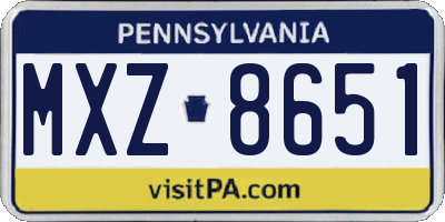 PA license plate MXZ8651