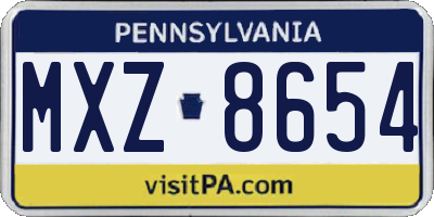 PA license plate MXZ8654