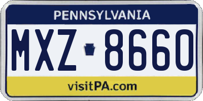 PA license plate MXZ8660