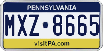 PA license plate MXZ8665