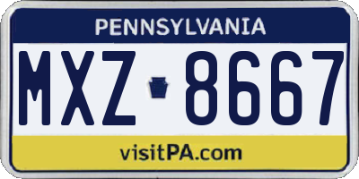 PA license plate MXZ8667