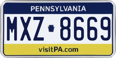 PA license plate MXZ8669
