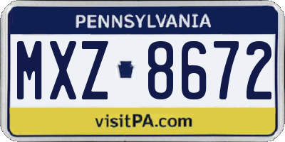 PA license plate MXZ8672
