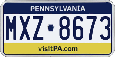 PA license plate MXZ8673
