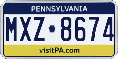 PA license plate MXZ8674