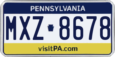 PA license plate MXZ8678