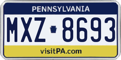 PA license plate MXZ8693