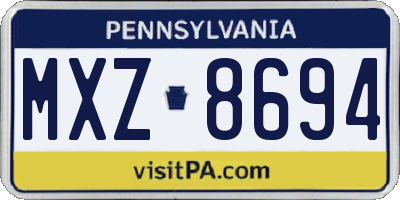 PA license plate MXZ8694