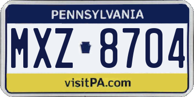 PA license plate MXZ8704
