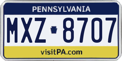 PA license plate MXZ8707