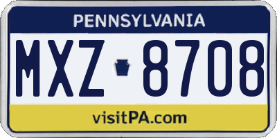 PA license plate MXZ8708