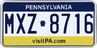 PA license plate MXZ8716