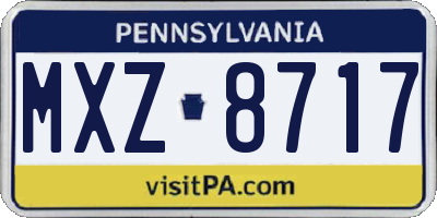 PA license plate MXZ8717