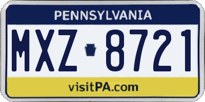 PA license plate MXZ8721