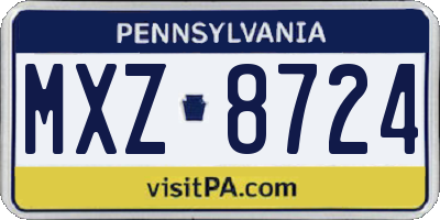 PA license plate MXZ8724