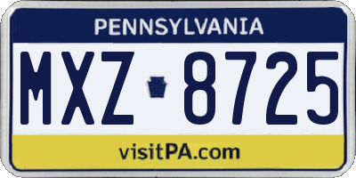 PA license plate MXZ8725