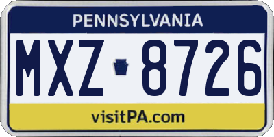 PA license plate MXZ8726