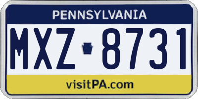 PA license plate MXZ8731
