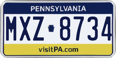 PA license plate MXZ8734