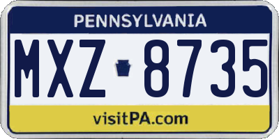 PA license plate MXZ8735