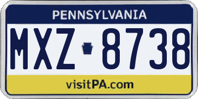 PA license plate MXZ8738