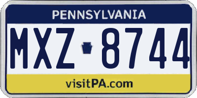 PA license plate MXZ8744