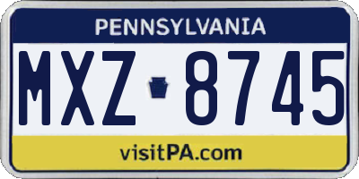 PA license plate MXZ8745