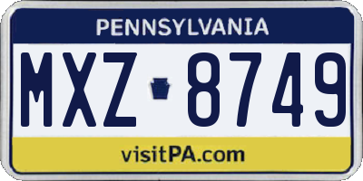 PA license plate MXZ8749