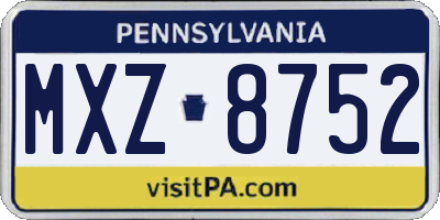 PA license plate MXZ8752
