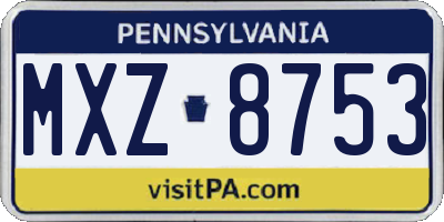 PA license plate MXZ8753