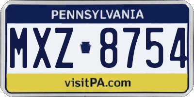 PA license plate MXZ8754