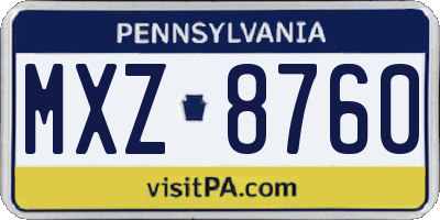 PA license plate MXZ8760