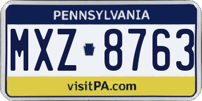 PA license plate MXZ8763