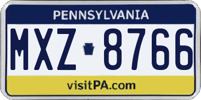 PA license plate MXZ8766