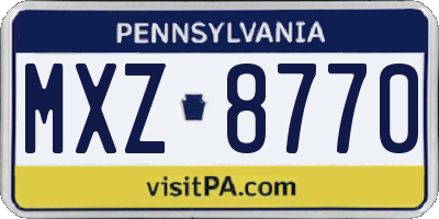 PA license plate MXZ8770
