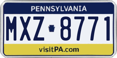 PA license plate MXZ8771