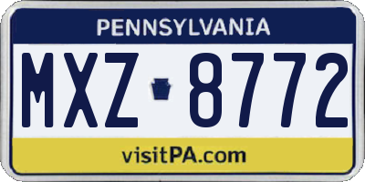 PA license plate MXZ8772