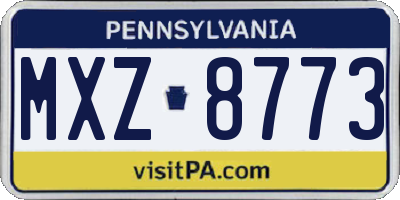 PA license plate MXZ8773