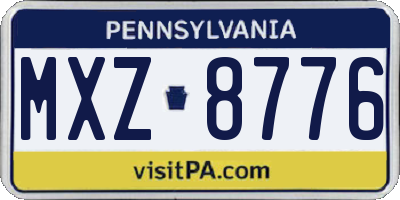 PA license plate MXZ8776