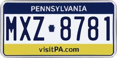 PA license plate MXZ8781