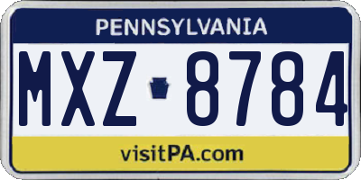 PA license plate MXZ8784