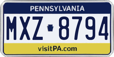 PA license plate MXZ8794