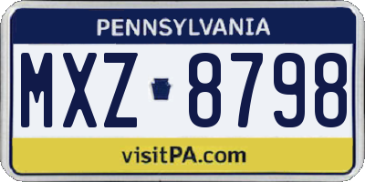 PA license plate MXZ8798