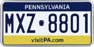 PA license plate MXZ8801