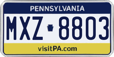 PA license plate MXZ8803