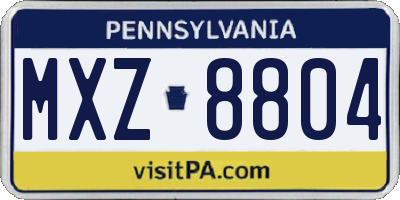 PA license plate MXZ8804
