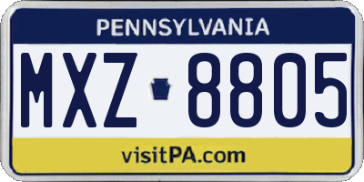 PA license plate MXZ8805