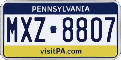 PA license plate MXZ8807